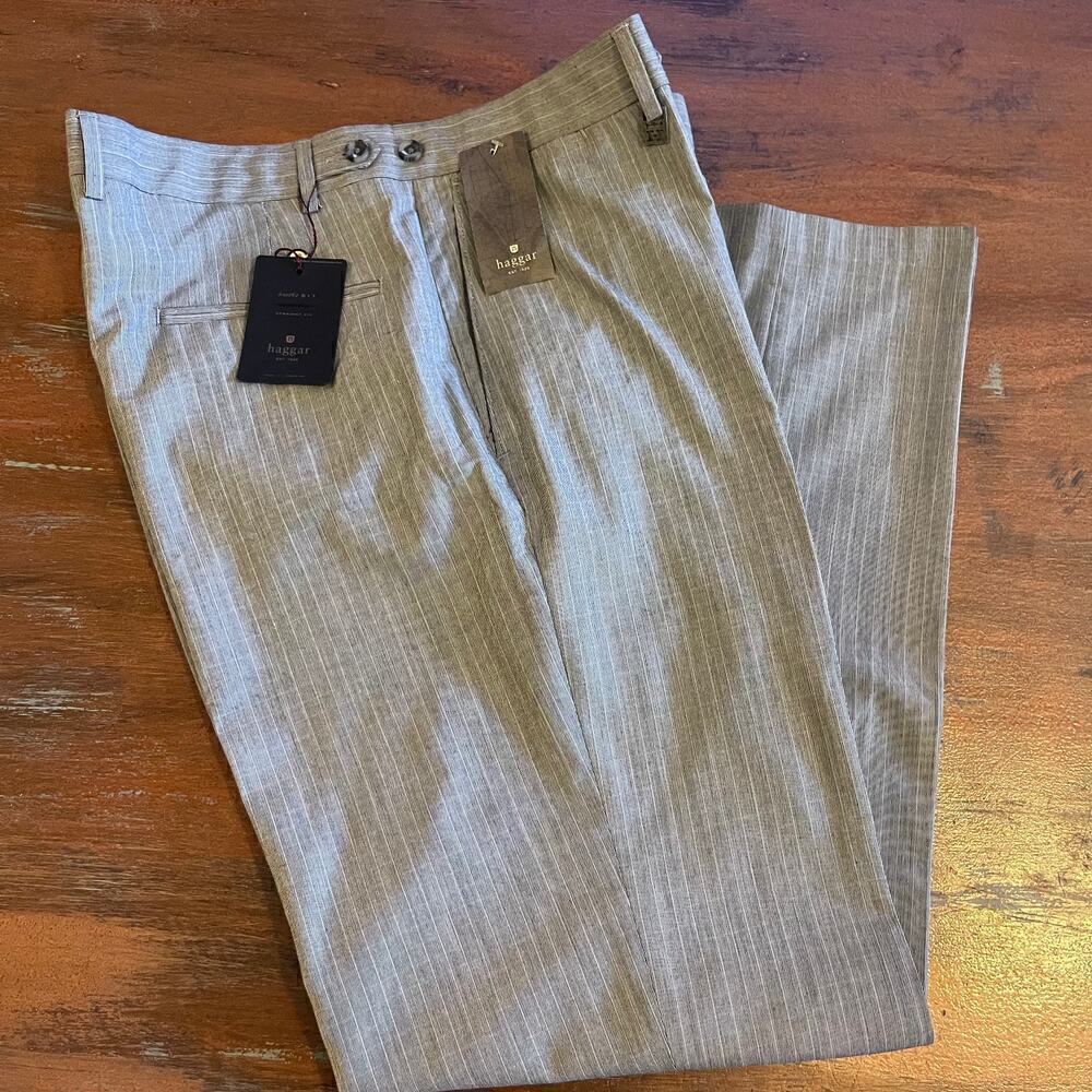 NWT Haggar Men's Micro Windowpane Dress Pants Size 38W x 32L
